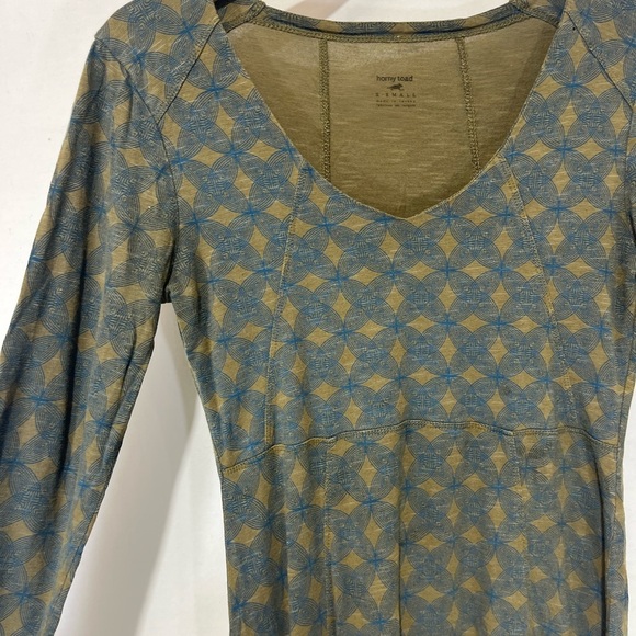 Horny Toad Women's Dress Blue and Green Print Toad & Co Long Sleeve Size Small - Picture 4 of 8